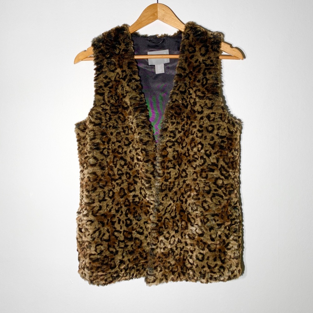 KENAR faux fur animal print vest